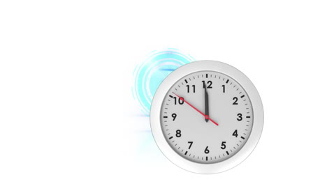 animación del tic-tac del reloj y el escaneo del alcance sobre fondo blanco