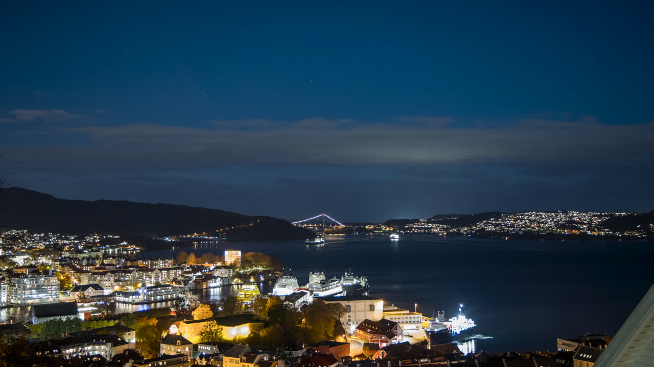 Night View of Bergen, Norway