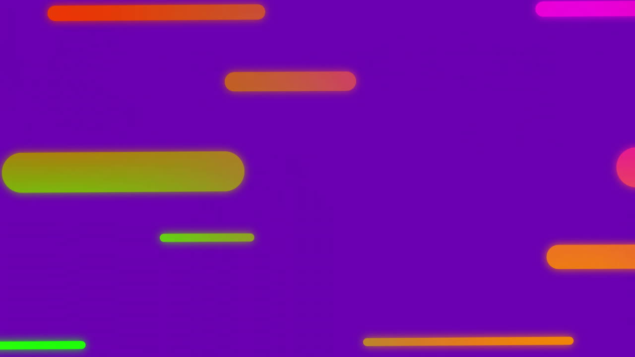 Animation of colourful shapes moving on moving blue background
