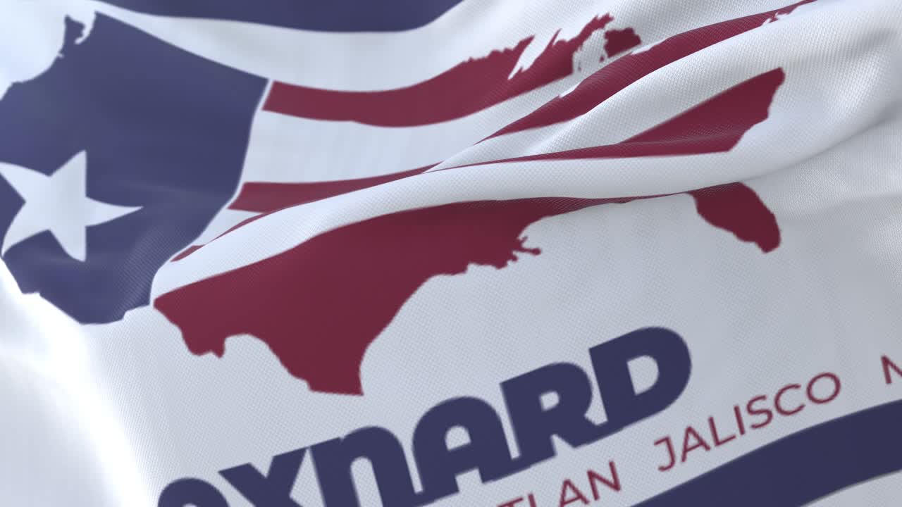 bandera de la ciudad de oxnard, california, estados unidos, ondeando al viento, bucle lento