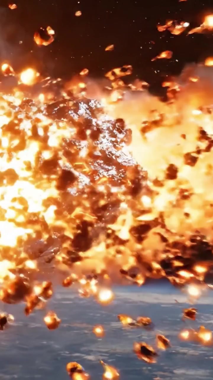 Un incontro esplosivo: un meteorite infuocato si scontra con la Terra, scatenando un'esplosione celeste di lava e detriti in una drammatica dimostrazione di forze cosmiche.