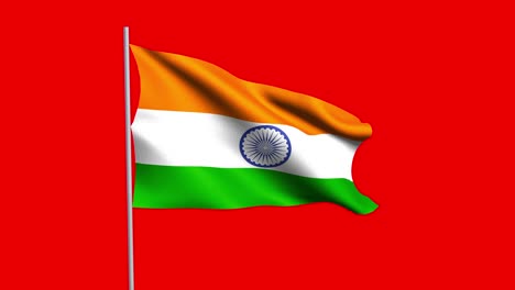 bucle sin costura 4k vdo. bandera nacional de la india soplando en el viento aislado. diseño abstracto patriótico oficial. ilustración de renderización 3d del símbolo del signo ondulante.
