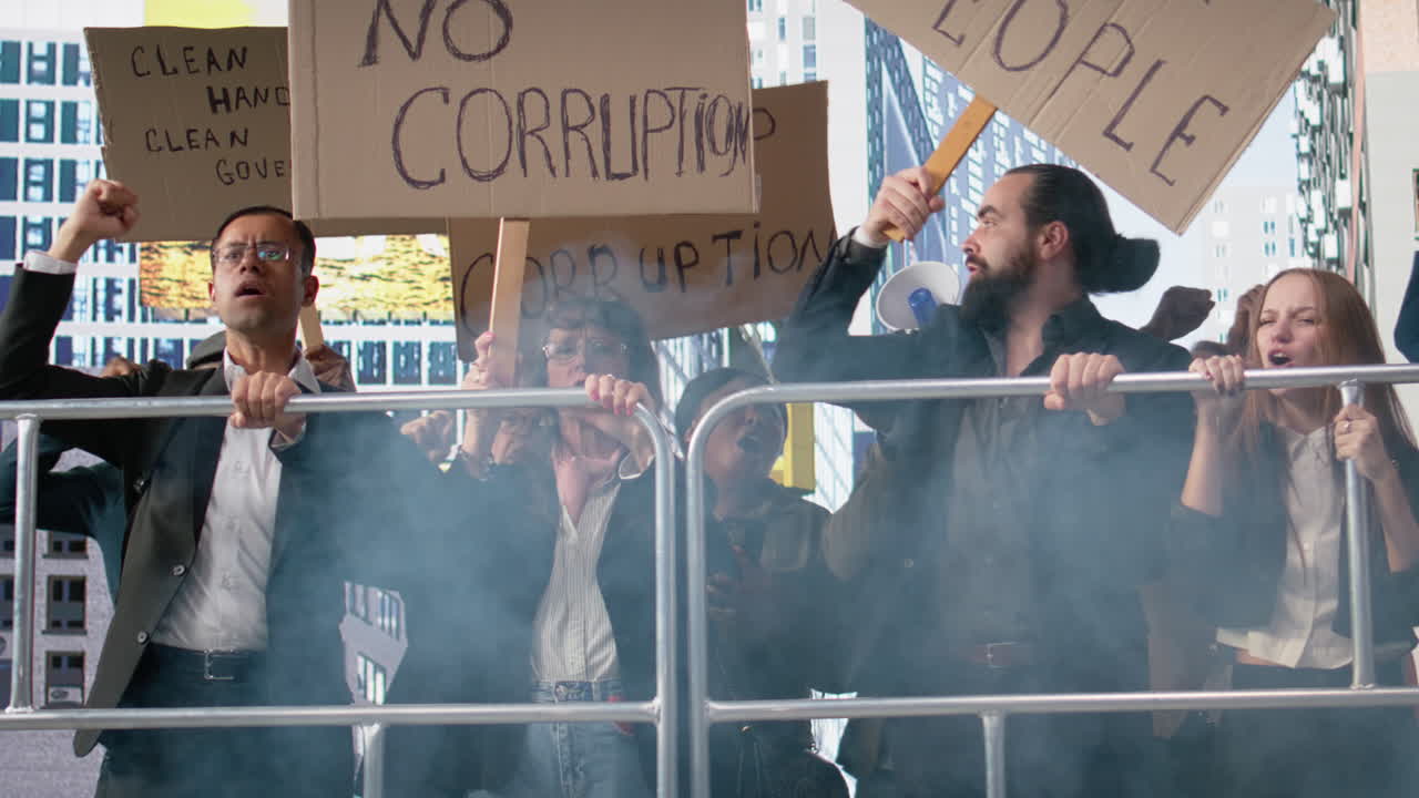 Public protest showing people marching against corruption and bad governing
