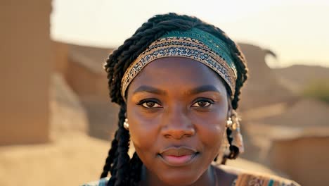 close-up portrait of a young african woman in a headband