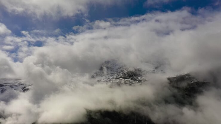 Mountain cloud top view landscape. Beautiful Nature Norway natural landscape