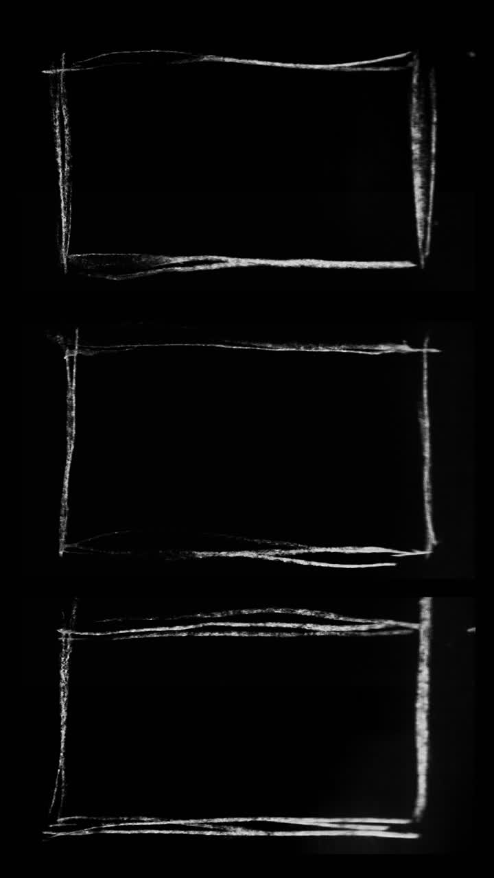 triple split screen, three screen border frames in chalk drawing stopmotion