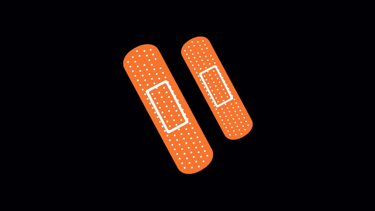 Animated Orange Band-Aids Appearing on a Black Background
