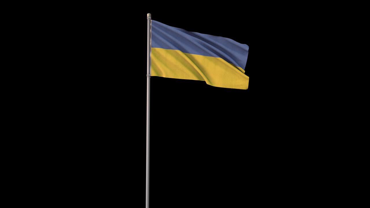 Bandiera dell'Ucraina con canale Alpha, video 4k trasparente.