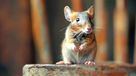 a small mouse sitting on top of a wooden table