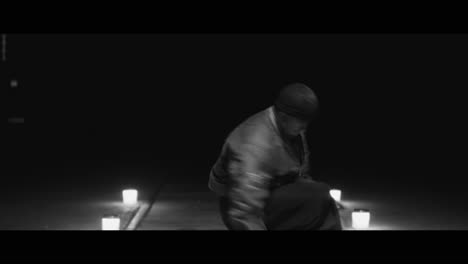 breakdancing performance in the dark