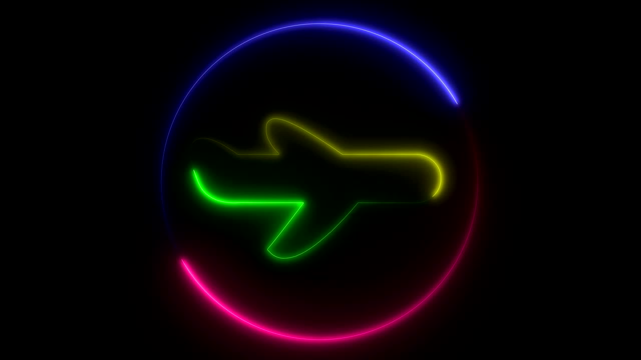 네온 분홍색과 보라색, 박이는 빛나는 표지판, 검은색 배경의 원형의 다채로운 평면의 윤