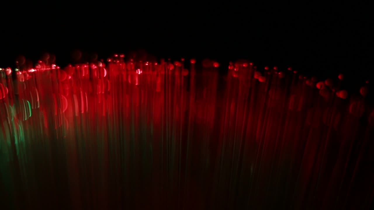 Extreme Close Up Of Multi-Color Optical Sticks Fiber LED Lamp. Video Dolly In