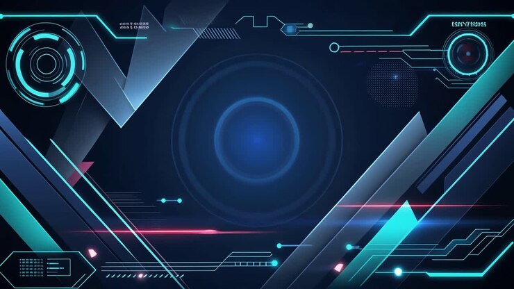 Interfaccia Futuristica High-Tech con Grafiche Blu e Ciano