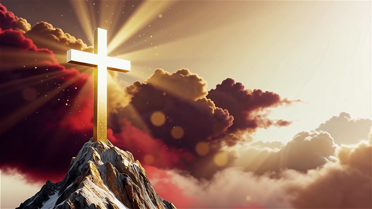 Croce Cristiana Luce Celestiale Sfondo per il Culto.