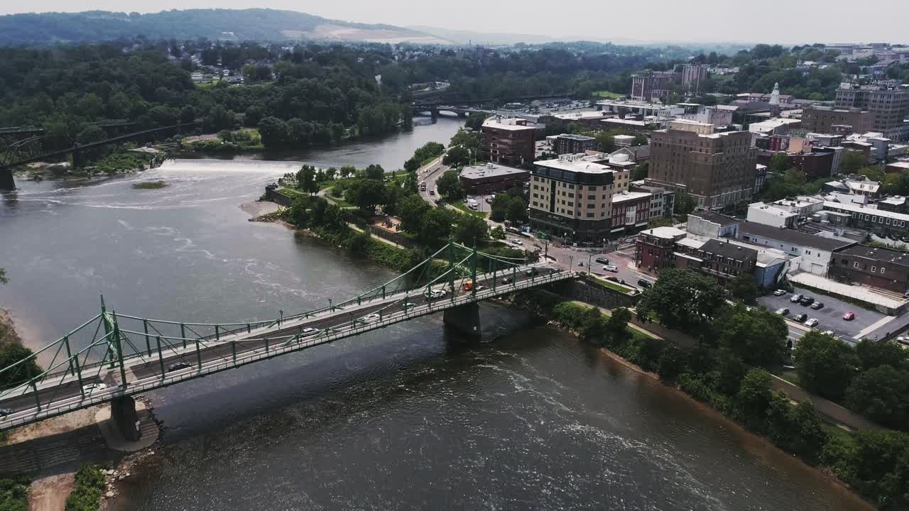 vista aérea de easton pa y el río delaware vista alta del paisaje
