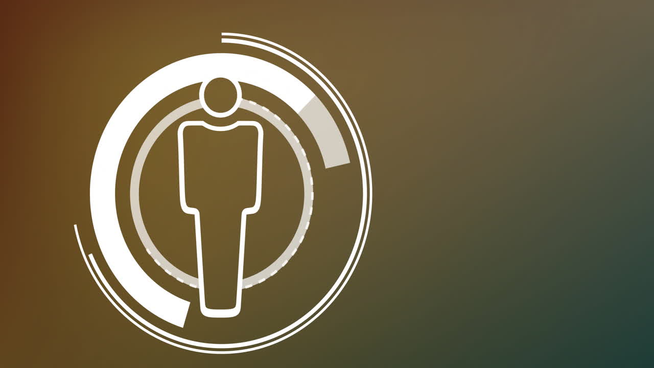 Animation of person icon over circular scanner on brown background