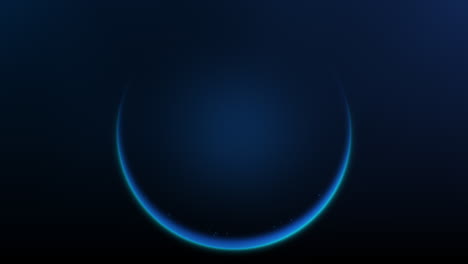 ambient animation loop of a glowing blue semicircle emitting particles on a dark gradient background