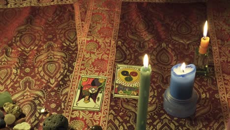 close-up of a reading of the future using tarot cards