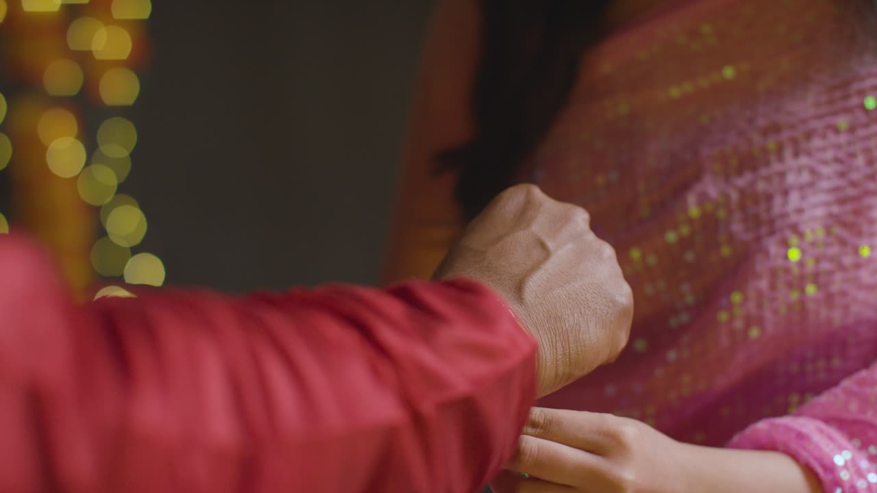 Sister Ties Rakhi and Brother Gifts Money for Raksha Bandhan, Real Time