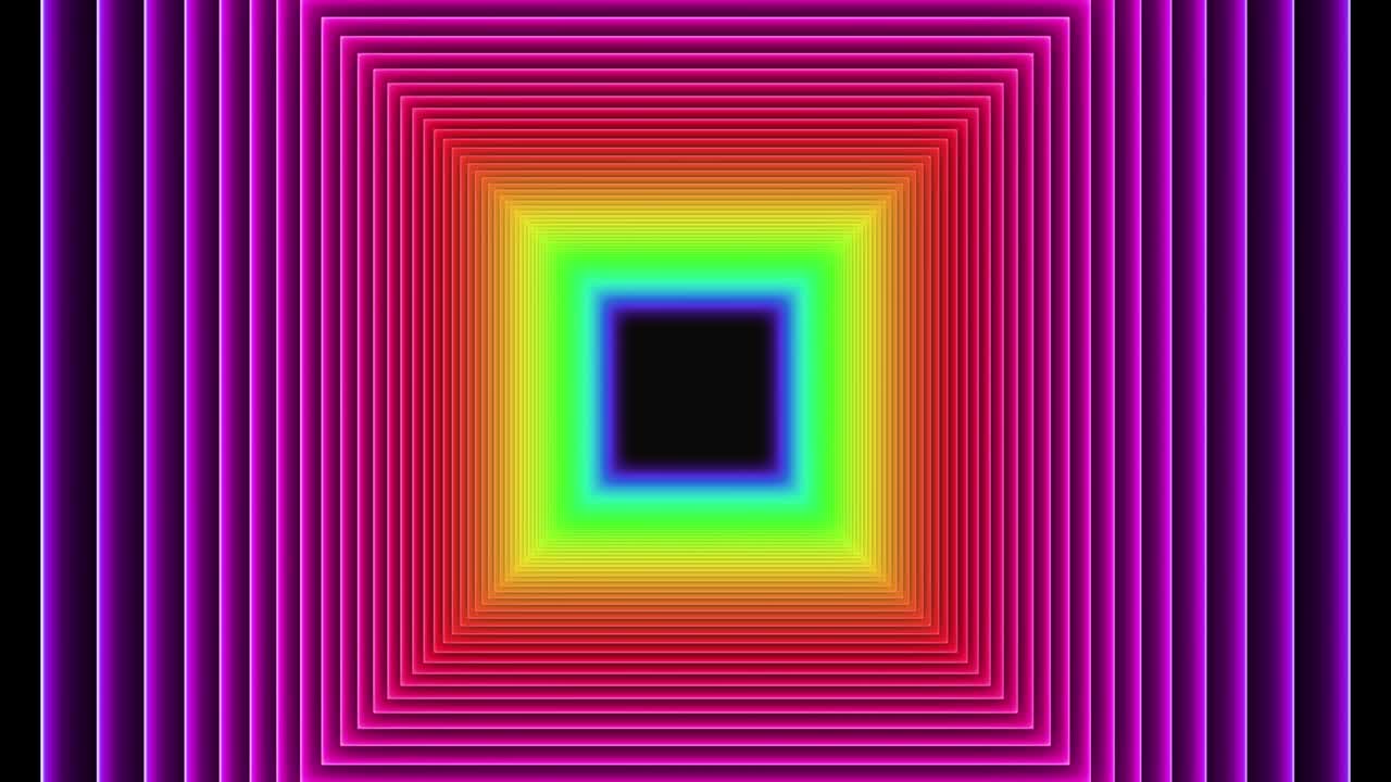 Rainbow Neon Light Tunnel Square