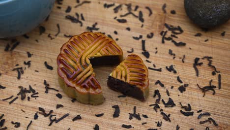 couple of chinese moon cakes, traditional food for mid-autumn festival.