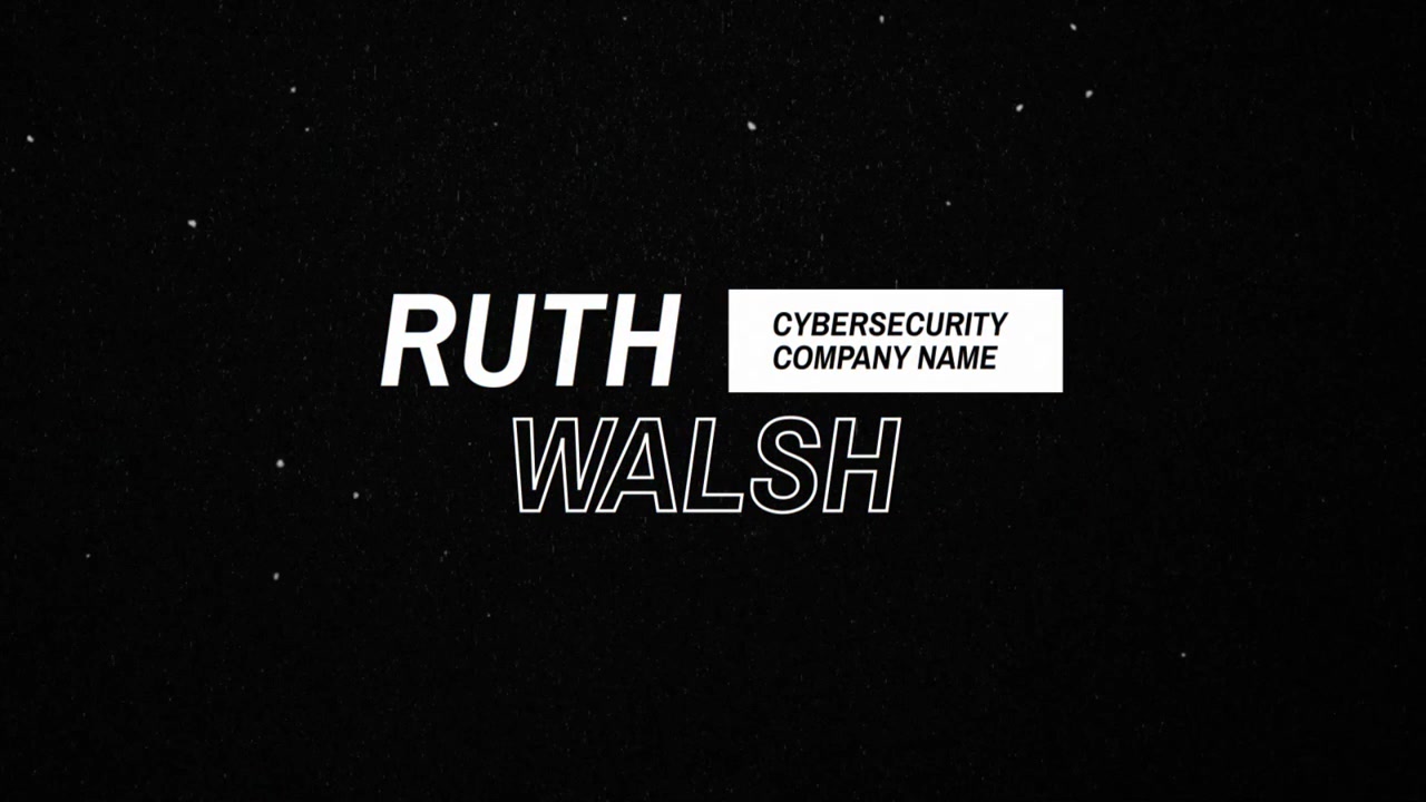 Grafica con nome del professionista della sicurezza informatica con effetto glitch