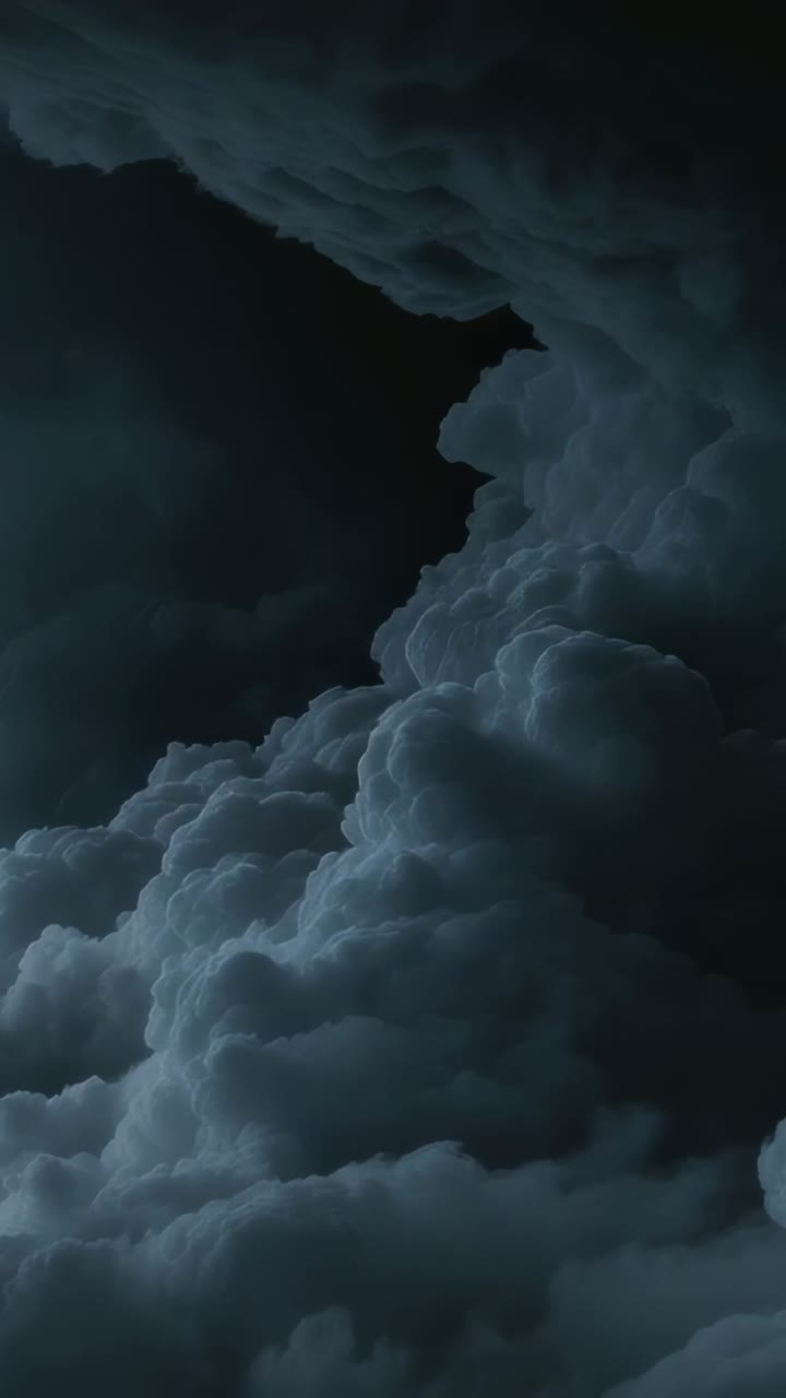 Vertical video: Alternating lightning flashes revealing storm cloud textures in cloud interior