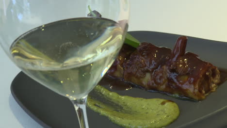 champagne and gourmet dish