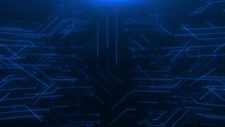 Sfondo di tecnologia digitale, circuito stampato, dati in movimento, CPU, alta tecnologia, intelligenza artificiale AI