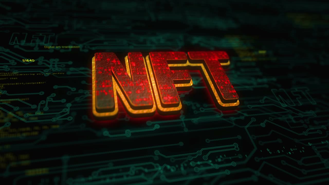 el concepto digital del símbolo de token no fungible de nft