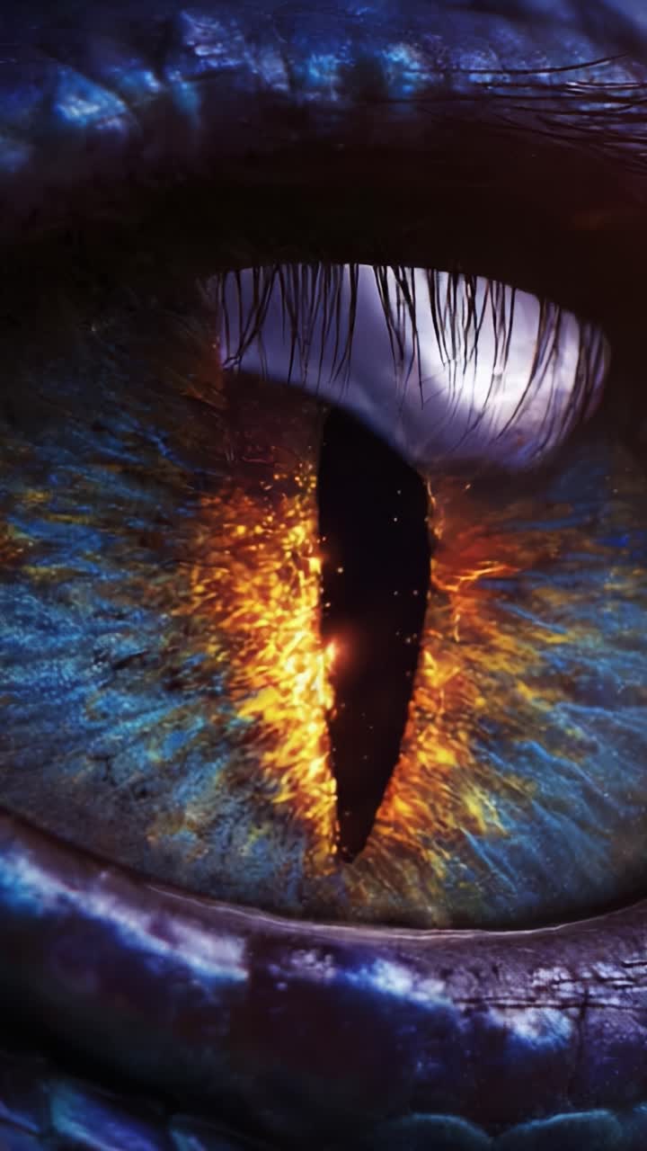 A Captivating Close-Up of a Mythical Creature's Eye, Showcasing Vibrant Colors and Intricate Details That Make It Truly Mesmerizing and Intense