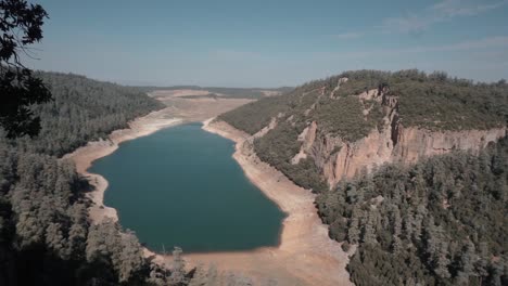 panoramic view of lake afnourir shot in top of mountain in morocco