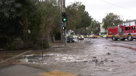 street flooding on busy road