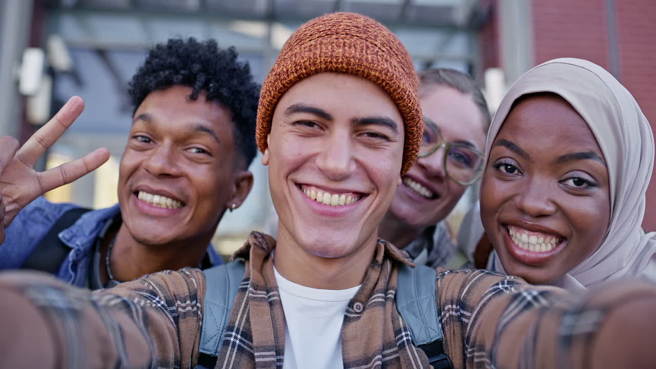 Group of Diverse Students Taking a Selfie