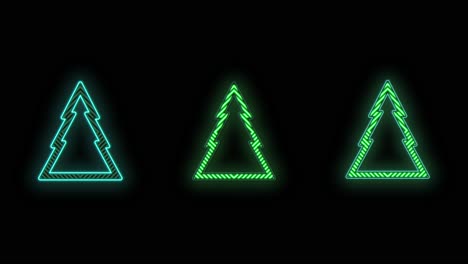 neon green christmas trees pattern on black gradient 8