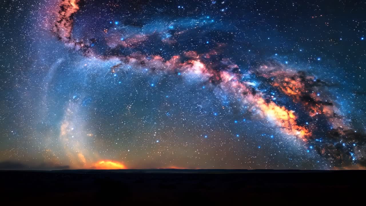 A beautiful night sky with a large, glowing cloud of stars. The stars are scattered throughout the sky, with some closer to the horizon and others higher up