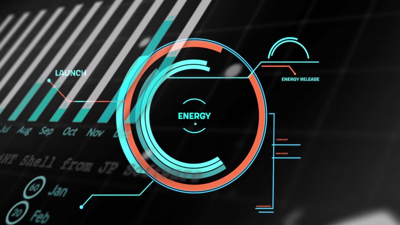 цифровая анимация интерфейса с обработкой данных на черном фоне