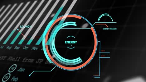 digital animation of interface with data processing against black background