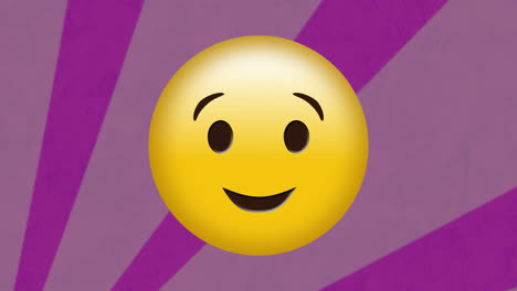 Animación-De-Un-Emoji-Con-Cara-De-Beso-Volador-Sobre-Un-Fondo-Radial-Morado.