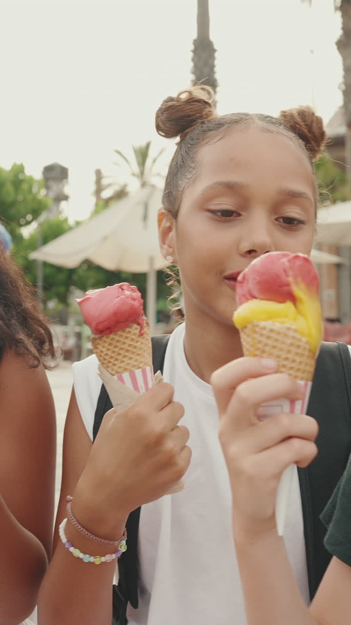 Girls Enjoying Ice Cream Cones