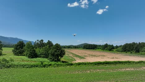 drone with multispectral camera inspects crop health - aerial track