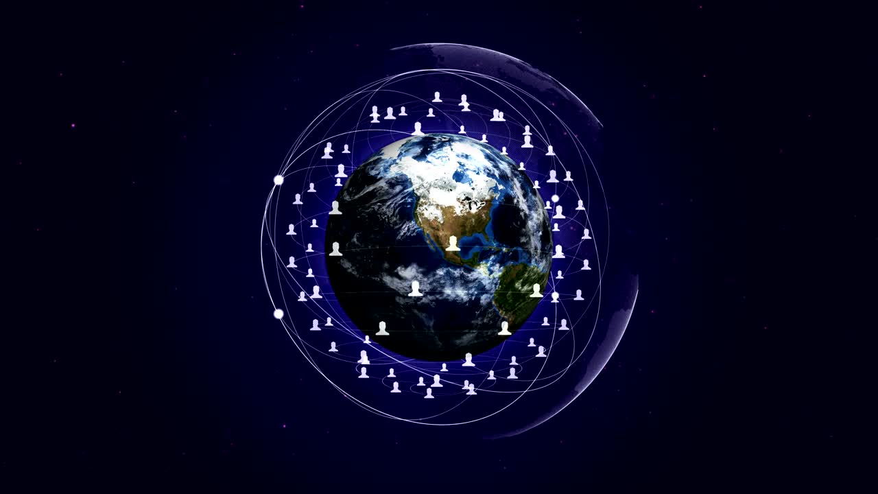 지구, 연결 네트워크 개념 애니메이션, 렌더링, 배경, 루프