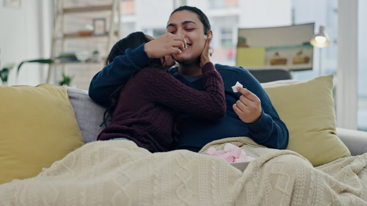 Malvavisco, pareja juguetona en el sofá de casa