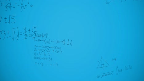 Animation-of-mathematical-equations-over-blue-background