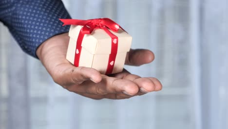 hand holding a small gift box