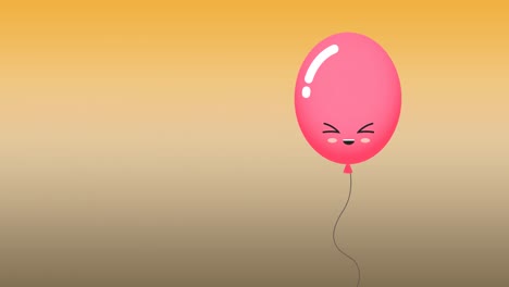 Animation-Eines-Rosa-Ballons-Mit-Gesicht-Und-Kopierraum-Auf-Orangefarbenem-Hintergrund