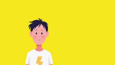 animation of group of people wearing face mask against yellow background