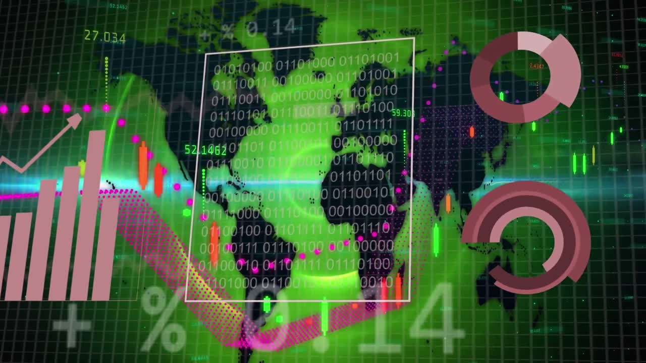 세계 지도를 통해 금융 데이터 처리의 애니메이션