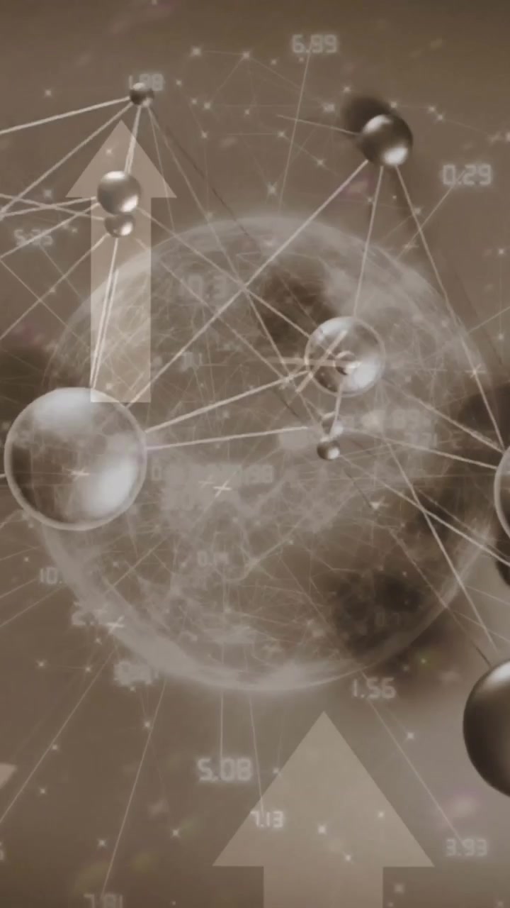 Animazione di una rete di connessioni ed elaborazione dati su sfondo grigio