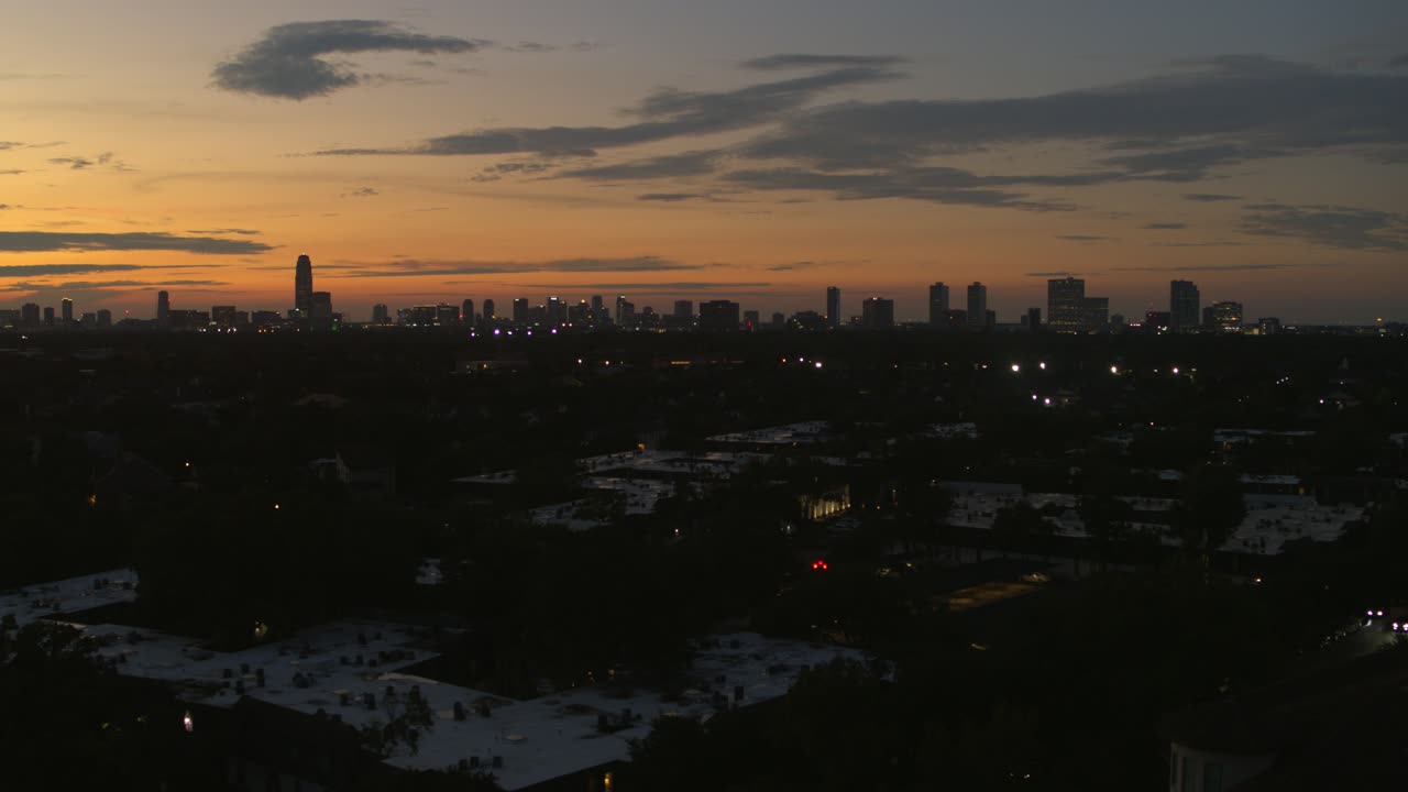 Aerial View of Houston Galleria and Uptown Area at night
